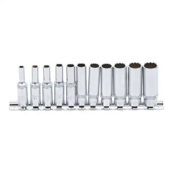 Jeu de douilles douze pans longues 6 3 mm 1/4" 4 13 mm 11 pièces