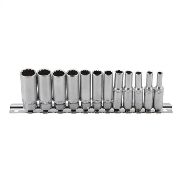 Jeu de douilles douze pans longues 6 3 mm 1/4" en pouces 12 pièces