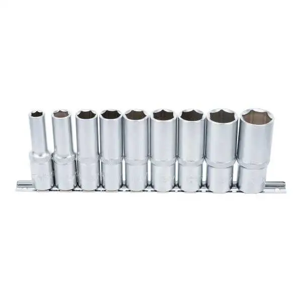 Jeu de douilles six pans longues 12 5 mm 1/2" 10 24 mm 9 pièces