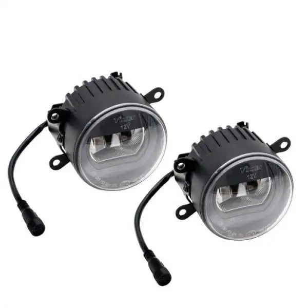 Jeu de phares antibrouillard semiuniversels à LED + feux diurnes 'UShape'  diamètre 90mm  ECER19R87 Emarque d'homologatio