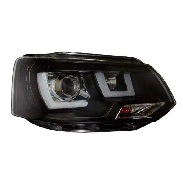 Jeu de phares avec DRL pour Volkswagen Transporter T5 20102015  Noir  Moteur inclus