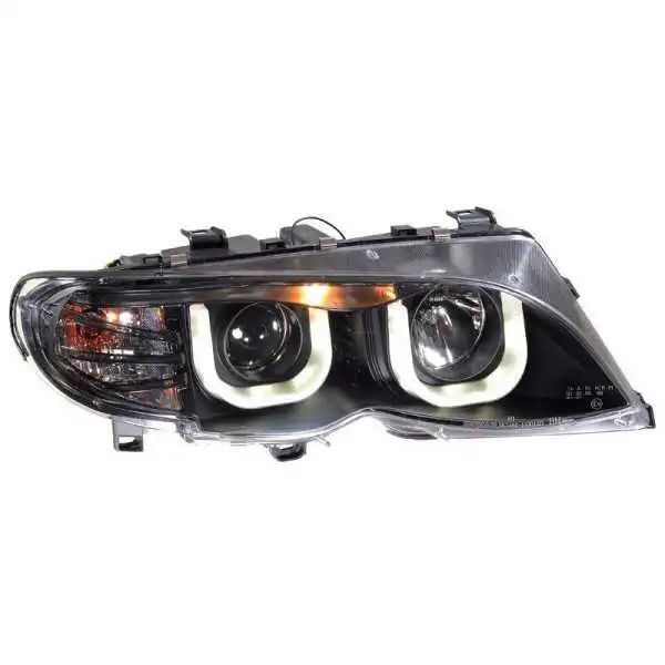 Jeu de phares DRLLook pour BMW Série 3 E46 BerlineTouring 20022005  Noir  Moteur inclus