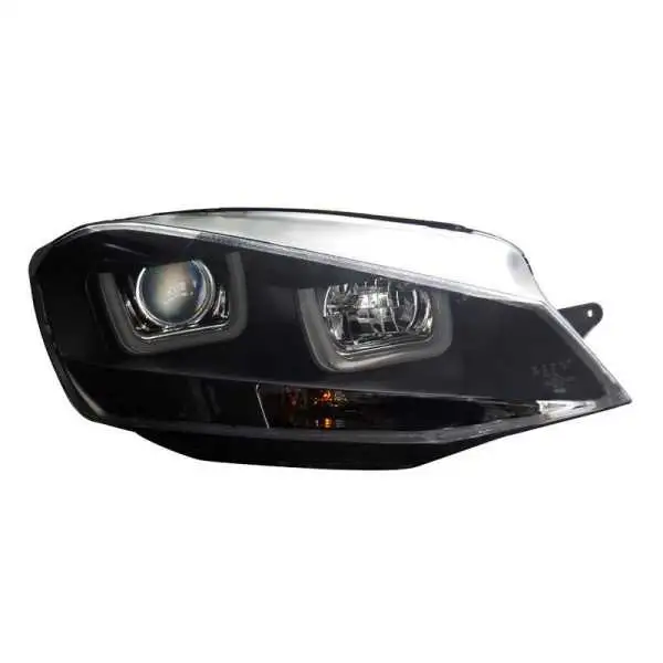 Jeu de phares Dual U avec DRL pour Volkswagen Golf VII 20122017  Noir  Moteur inclus