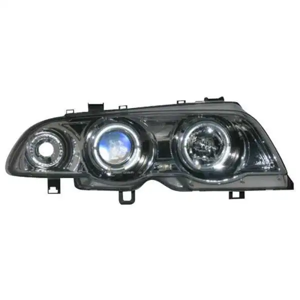 Jeu de phares pour BMW Série 3 E46 BerlineTouring 19982001  Chrome  Clignotants  AngelEyes inclus