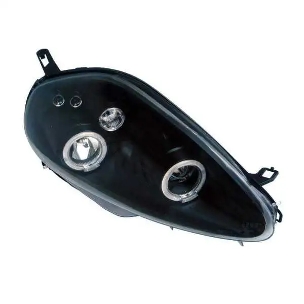Jeu de phares pour Fiat Grande Punto 20052008  Noir  avec AngelEyes