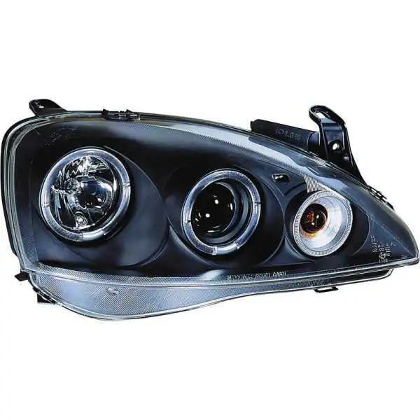 Jeu de phares pour Opel Corsa C 35 portes 20002004  Noir  avec AngelEyes