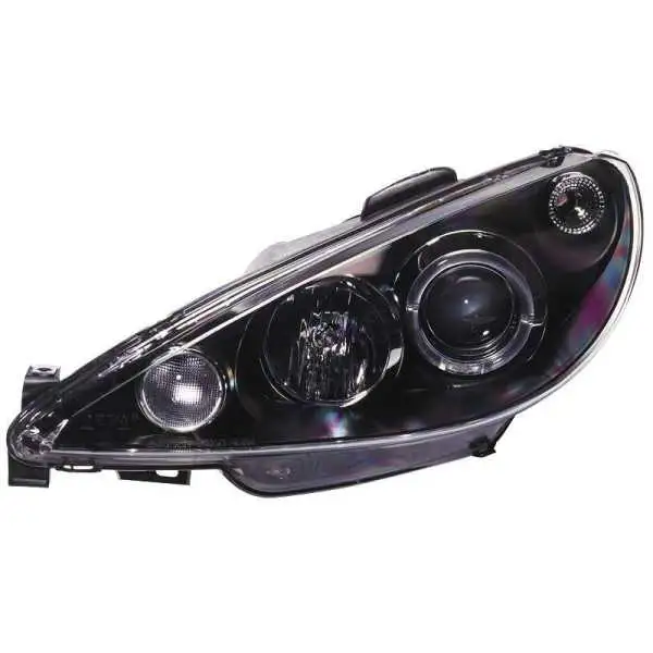 Jeu de phares pour Peugeot 206 19982002 sans GTi  Noir  avec AngelEyes