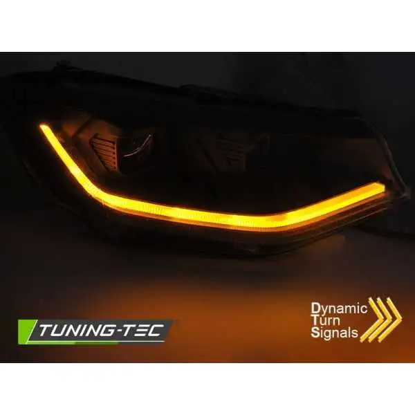 KIT PHARES LED TUBE LUMINEUX NOIR DRL SEQ pour VW CADDY 20-