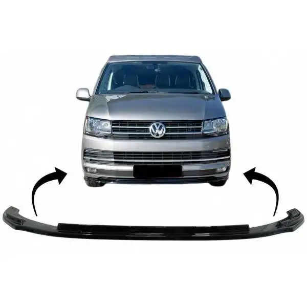 Lèvre spoiler complémentaire de pare-chocs avant adapté a VW Transporter T6 (2015-Up) Black Glossy Black