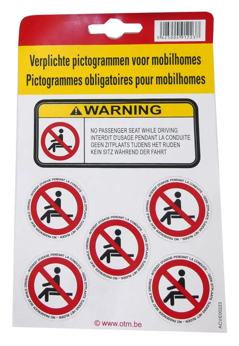 AUTOCOLLANT CAMPING-CAR INTERDIT DE S’ASSEOIR Ø4CM 5 PIèCES