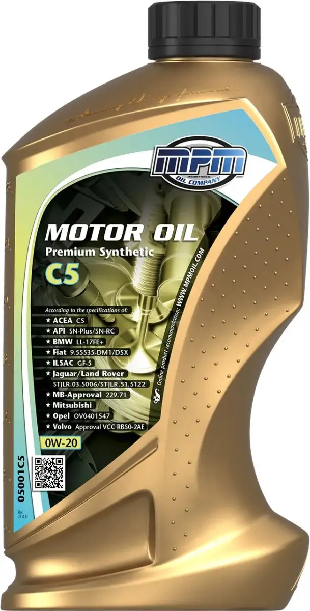 HUILE MOTEUR MPM 0W-20 PREMIUM SYNTHéTIQUE C5 POUR DES PERFORMANCES MOTEUR OPTIMALES