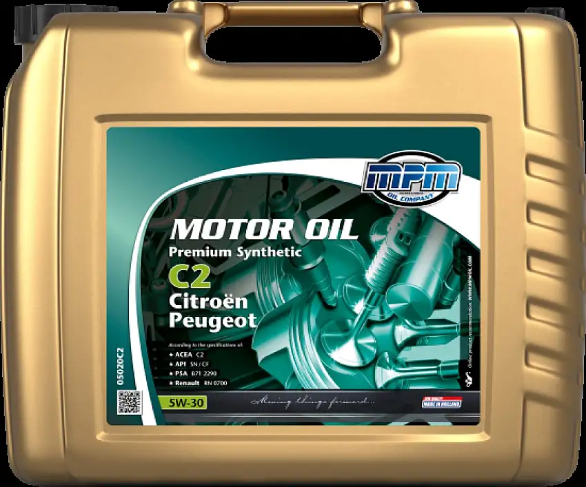MPM HUILE MOTEUR 5W-30 PREMIUM SYNTHéTIQUE C2 POUR CITROëN ET PEUGEOT, 20 LITRES