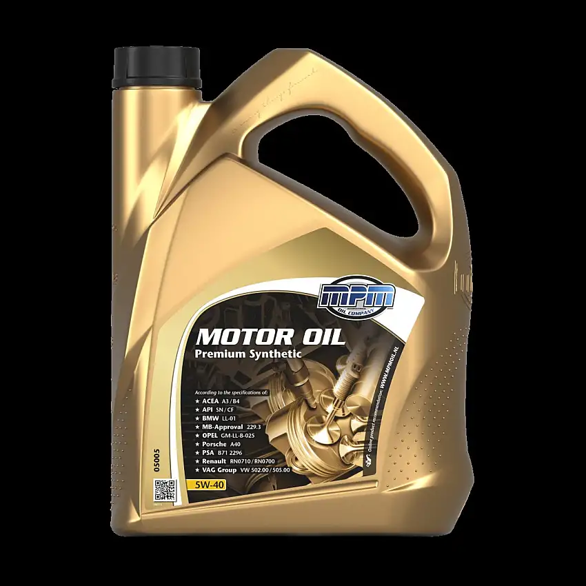 HUILE MOTEUR MPM 5W-40 PREMIUM SYNTHéTIQUE 5L POUR MOTEURS ESSENCE ET DIESEL MODERNES