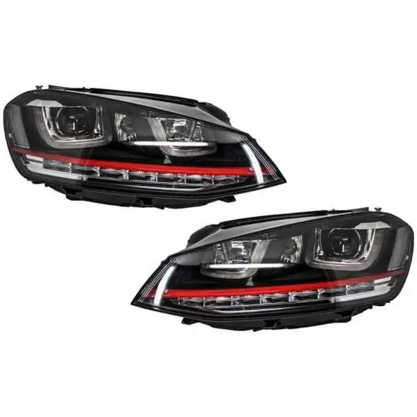 Phares 3D LED DRL pour VW Golf 7 VII 12-17 ROUGE R20 GTI Look LED Flowing