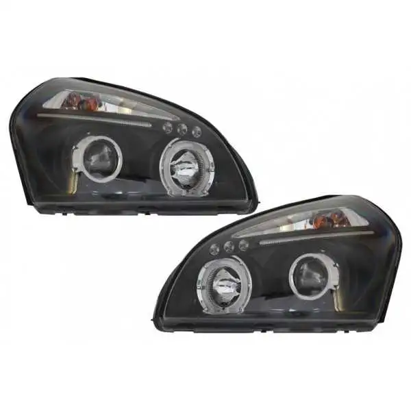 Phares Angel Eyes Dual Halo Jantes pour Hyundai Tucson 04-10 Clignotant Noir