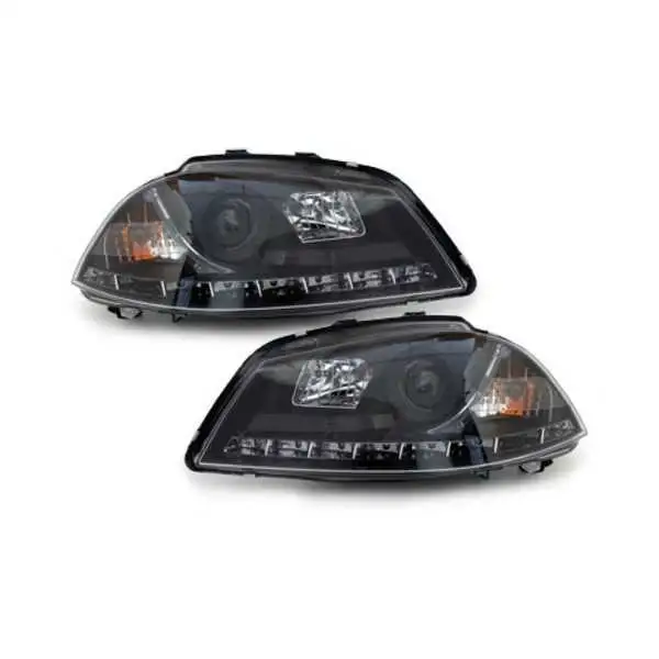 Phares LED pour Seat Ibiza 6L 04.2002-2008 Feu DRL Noir