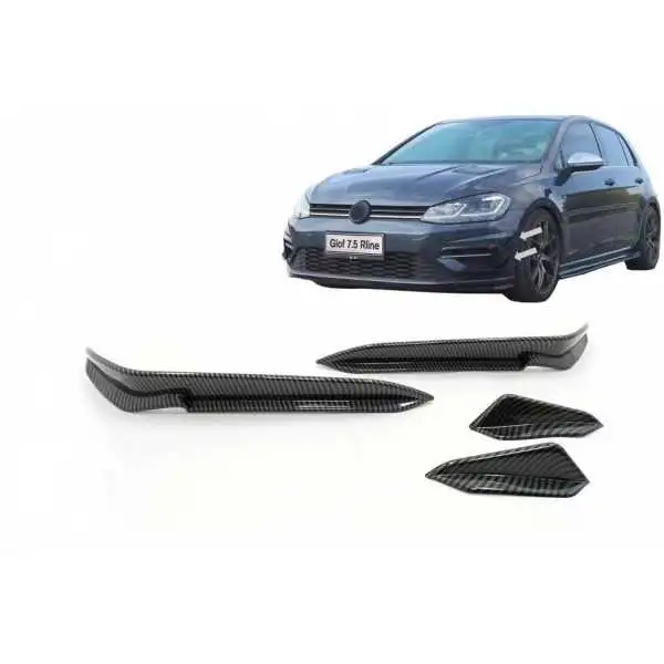 Pare-chocs avant Rabats latéraux pour VW Golf 7.5 5G R hayon 17-20 Carbone Look