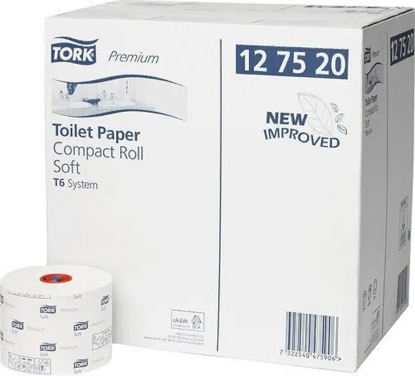 TORK PAPIER TOILETTE PREMIUM COMPACT 2 éPAISSEURS 90M X 10CM T6