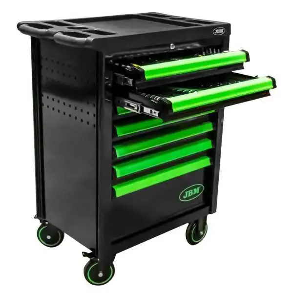 SERVANTE À 7 TIROIRS VERTE AVEC JEU D’OUTILS POUR RÉGLER LA SYNCHRONISATION