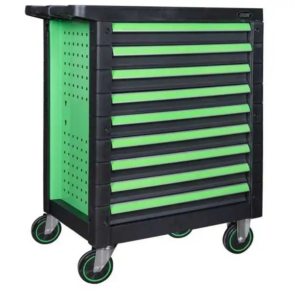 SERVANTE D OUTILS 9 TIROIRS ÉGAUX - VERD - VIDE