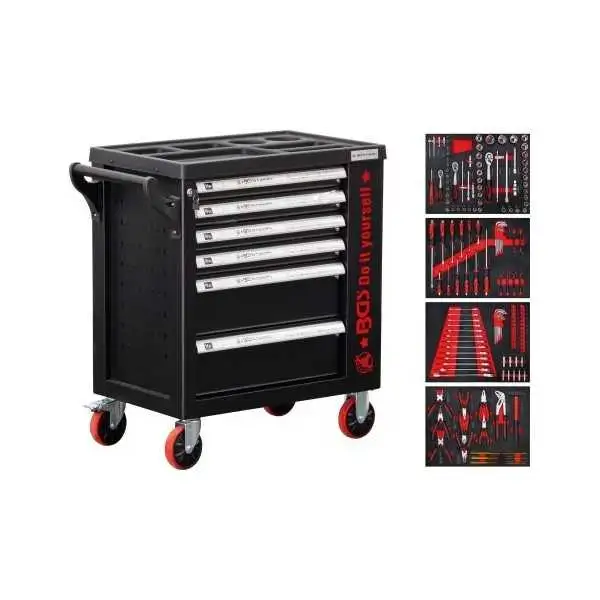 Servante d’atelier 6 tiroirs 1 porte latérale avec 158 outils