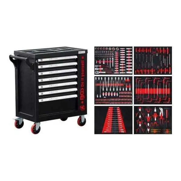 Servante d’atelier 7 tiroirs 1 porte latérale avec 250 outils