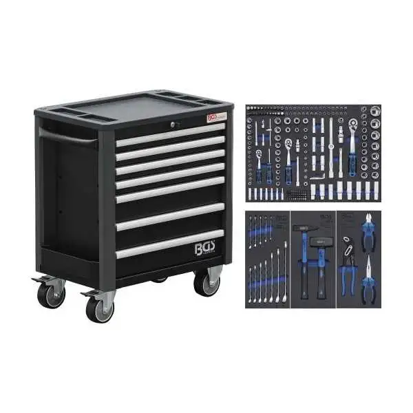 Servante d’atelier 7 tiroirs hauteur très réduite avec 209 outils