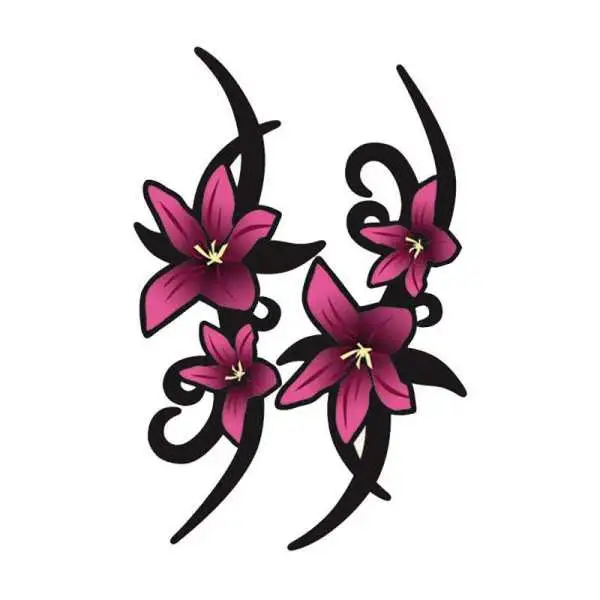 Set dautocollants Fleurs Tribales Roses  2x 23x9cm