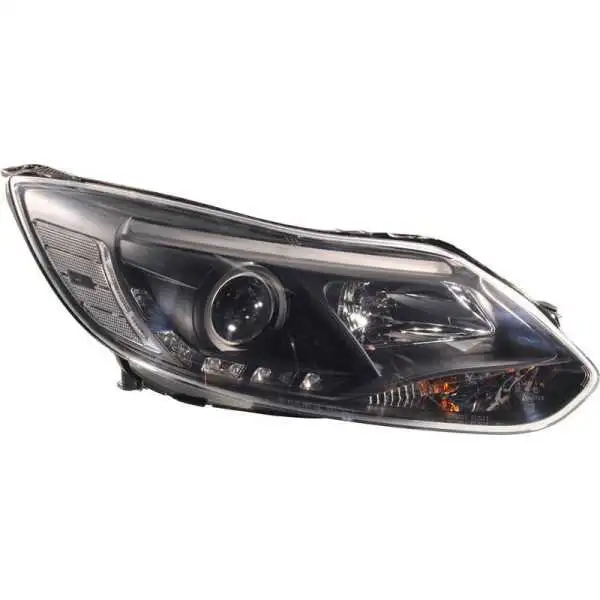 Set Phares DRLLook pour Ford Focus III 2011  Noir  Moteur inclus