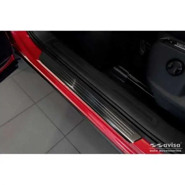 Seuils de portes inoxydable noir Volkswagen Tiguan II 2016-2020 & FL 2020- incl. Allspace 2017-2020 & FL 2020-2024 - 'Lines'