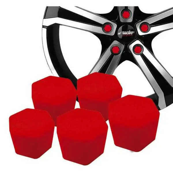 Simoni Racing Caches Écrous de Roue Soft Sil  17mm  Rouge  Lot de 20 pièces