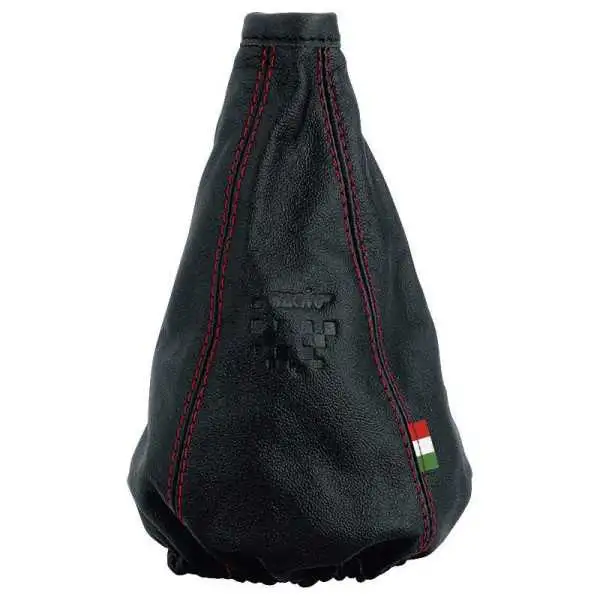 Simoni Racing Gear Shift Cover Cuffia  125x125mmØ140  Cuir Noir  Coutures Rouges