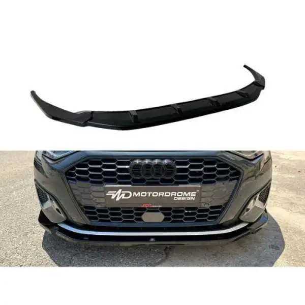 Spoiler avant sur mesure pour Audi A3 8Y HatchbackSportback 2020 ABS Noir luisant