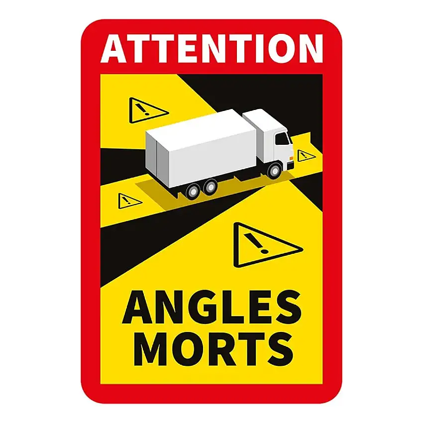 STICKER ATTENTION ANGLES MORTS CAMION 17X25 CM