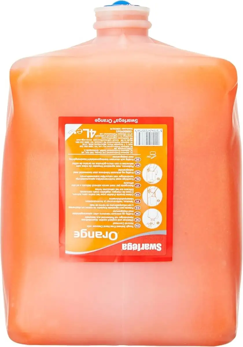 SWARFEGA ORANGE SAVON POUR LES MAINS 4 LITRES AVEC PARTICULES EXFOLIANTES NATURELLES