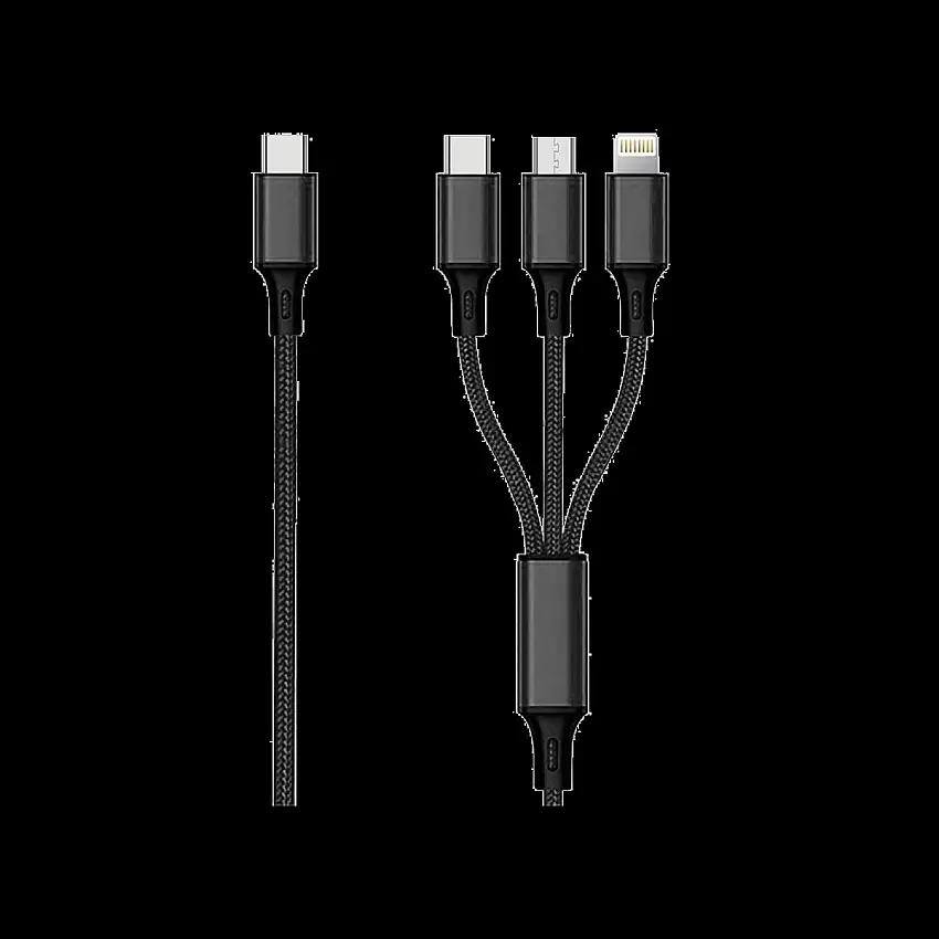 CâBLE DE CHARGE 2GO 3-EN-1 USB TYPE-C AVEC GAINE EN NYLON, 150 CM