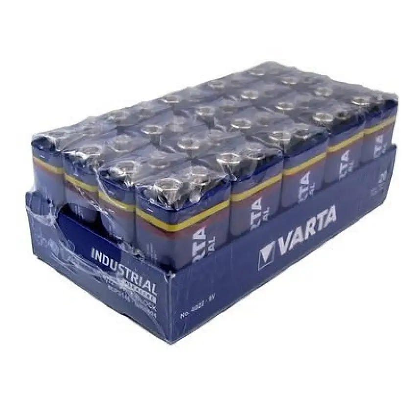 VARTA INDUSTRIAL ALKALINE PILE 9V PACK DE 20