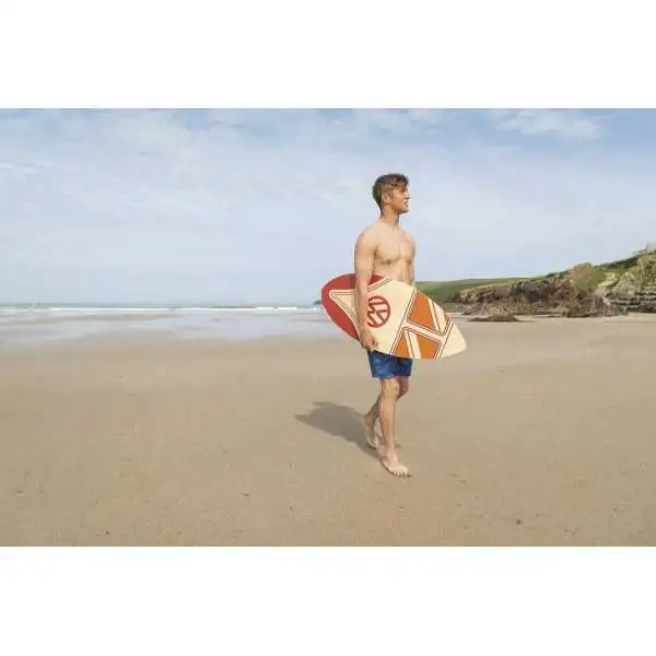 VOLKSWAGEN BUS VW T1 Combi Holz Skimboard 41“ – Front in Rot / Ecru