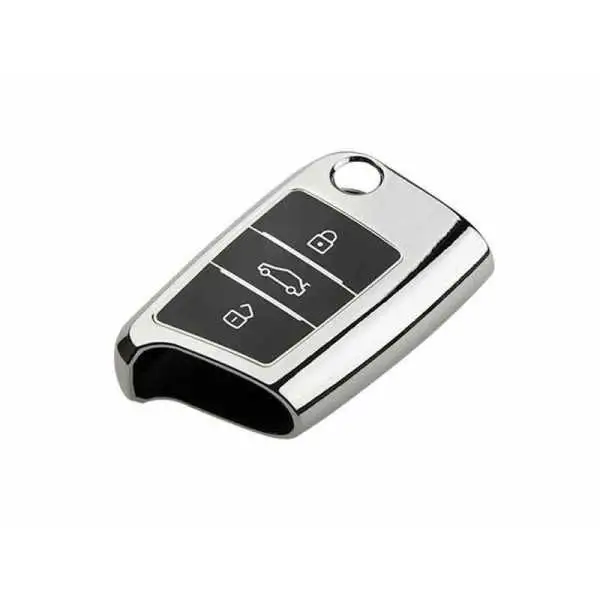 VW, koda, Seat key cover -type, chrome argenté